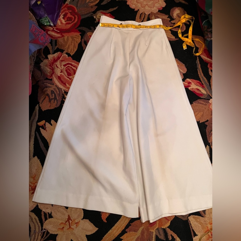Elegant F A Chatta  White Wide-Leg Pants